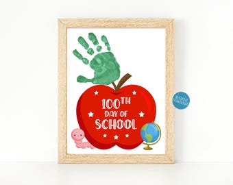 100 Days of School Activity Handprint Art for Kids, 100th Day of School Handprint craft
