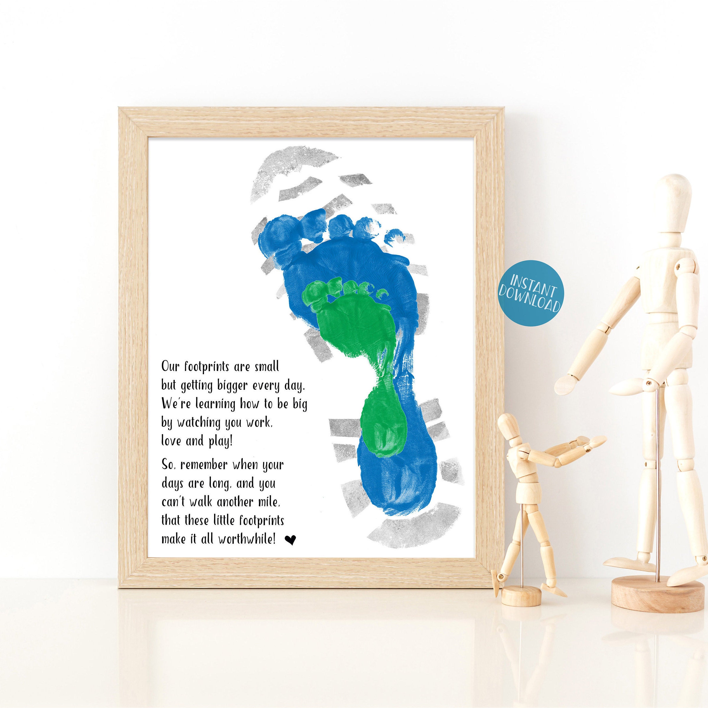 Gift for Dad From Kids Footprint Art Dad Birthday Gift