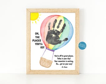 Dr Seuss Handprint Art Printable, Oh the Places Youll Go Digital Download