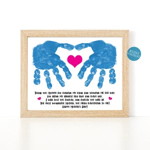 Mother's Day gift from Son, Mothers Day gift from Daughter, Handprint Art, DIY Kid Craft, Mothers Day Poem, Toddler Handprint Keepsake Craft
