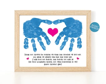 Regalo del Día de la Madre de parte del Hijo, Regalo del Día de la Madre de parte de la Hija, Arte con Huellas de Manos, Manualidad para Niños, Poema del Día de la Madre, Manualidad para Recuerdos con Huellas de Manos para Niños Pequeños