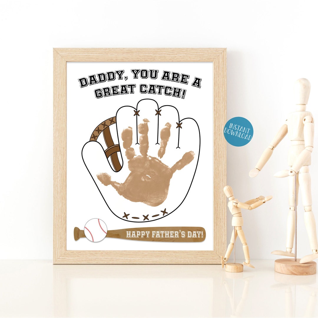 Father's Day Gift Baseball Glove Handprint Art Dad Etsy