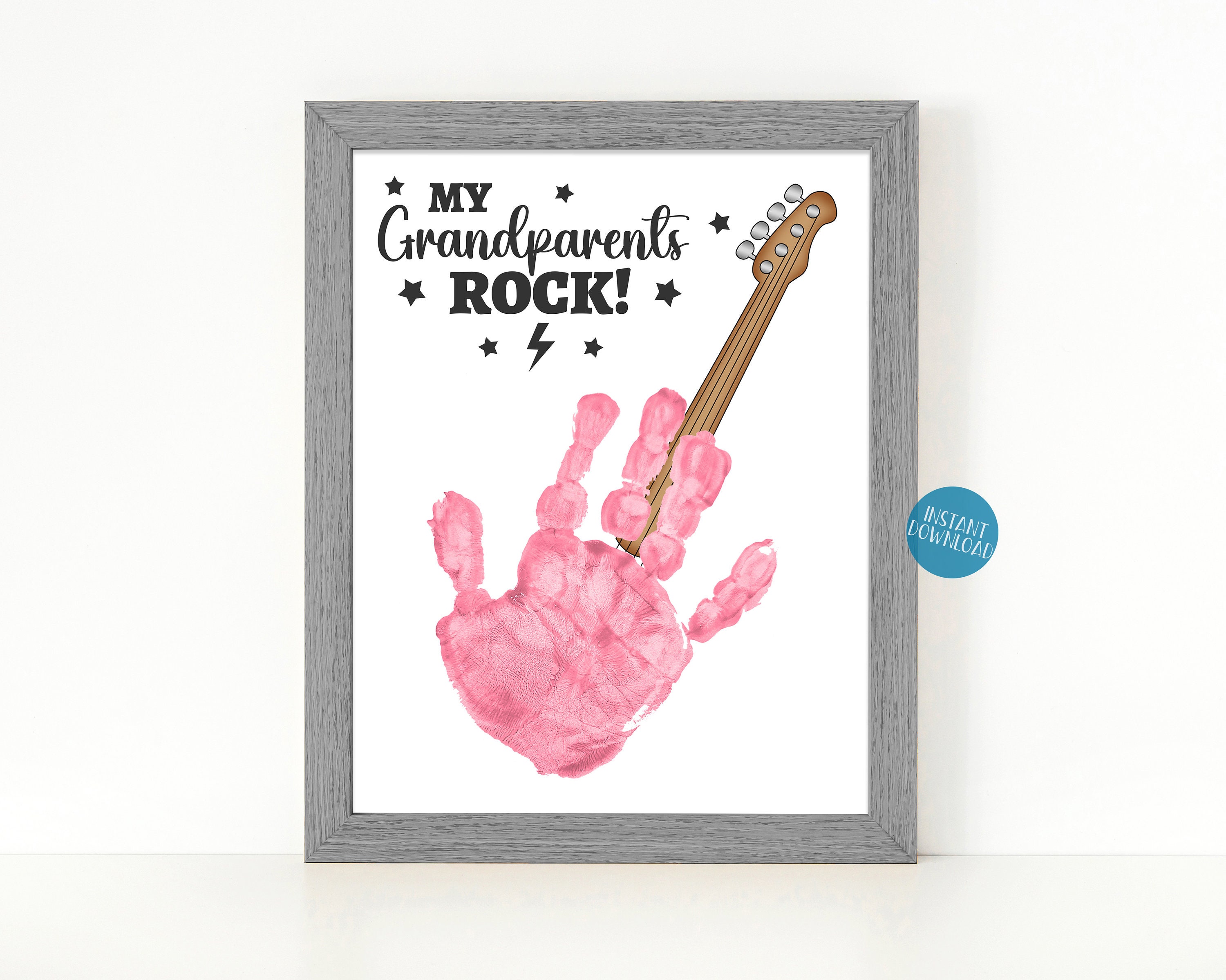 My Grandparents Rock Guitar Handprint Craft, Handprint Art