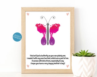 Mother's Day Gift From Kids, Footprint Art, Mom Gift, Butterfly