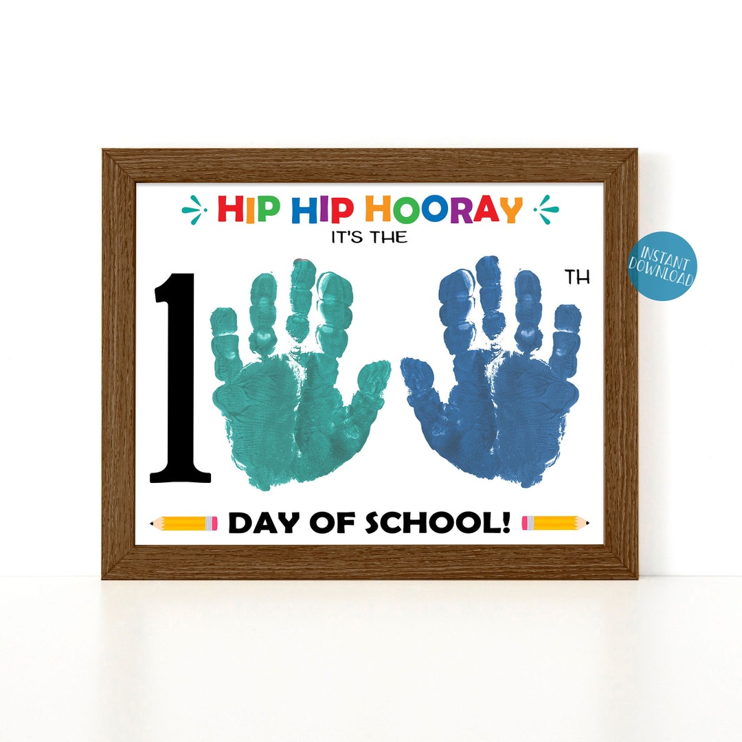 100 Days of School Activity Handprint Art for Kids, 100th Day Handprint Craft, DIY Kid Craft Kit