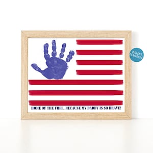 Gift for Dad, Gift from Child, Father&#39;s Day Gift, Deployed Soldier Gift, Child&#39;s HandPrint Art, Military Care Package, Fathers day deployed