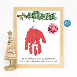 Projet artistique d'empreinte de main d'ornement de Noël pour les enfants, kit de bricolage pour enfant, artisanat de vacances, carte imprimable poème de Noël, souvenir souvenir pour tout-petit
