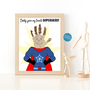 Handprint Art Gift for Dad, Toddler Handprint Craft, Father's Day Gift, Birthday Gift, Gift from Kids, Dad Gift, Superhero DIY Kid Craft