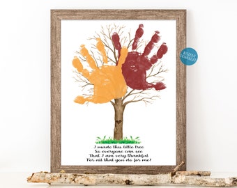 Thanksgiving Kid Craft, Handabdruck Baum Kunst, Geschenk für Mama, Handabdruck Andenken, DIY Herbst Handabdruck Kunst, Thanksgiving Klassenzimmer druckbar