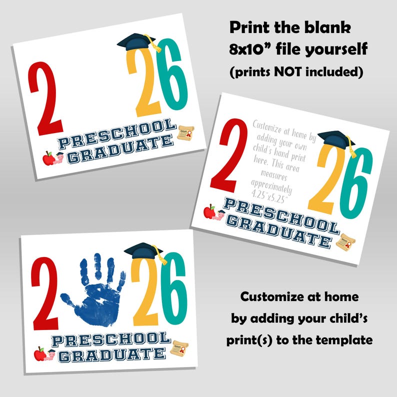 Preschool Graduation Sign, Handprint Art, DIY Kid Craft, 2026 Graduate ...