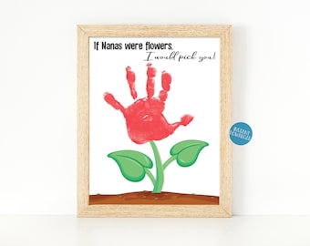 Grandma Gift, Gifts for Grandma from Grandkids, Nana Gift, DIY Gift From Kids, Handprint Art, Mother's Day Gift, Flower Handprint Keepsake