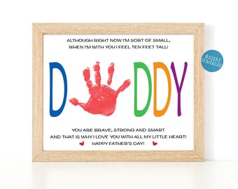 Father's Day Handprint Art, Dad Gift, DIY Kid Craft, Toddler Handprint Art,  Gift from Daughter, Gift from Son, Daddy Poem Keepsake craft