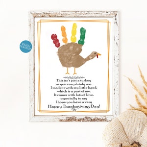 Thanksgiving Handprint Art, DIY Kid Craft, Handprint Keepsake, Fall Handprint Art, Thanksgiving Printable, Thanksgiving Activity