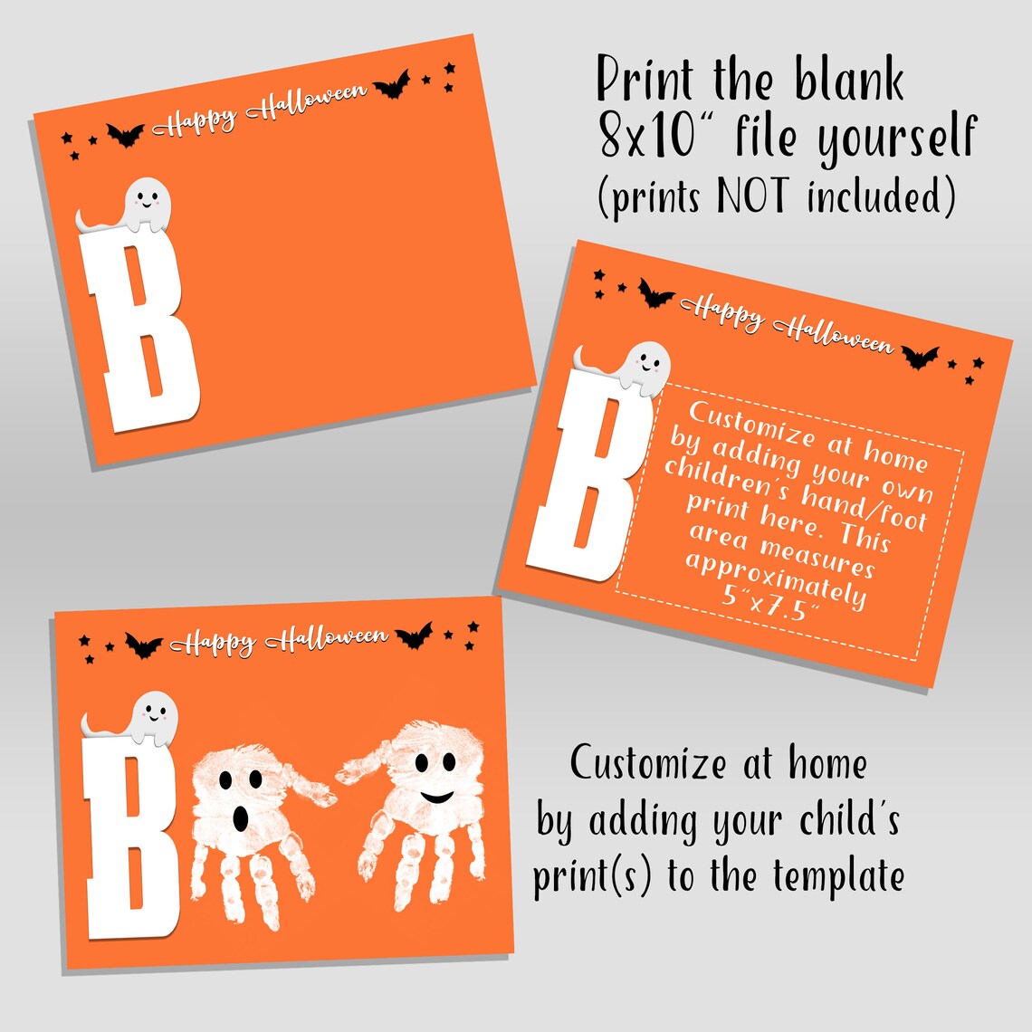 Boo Halloween Handprint Keepsake Ghost Footprint Art - Etsy