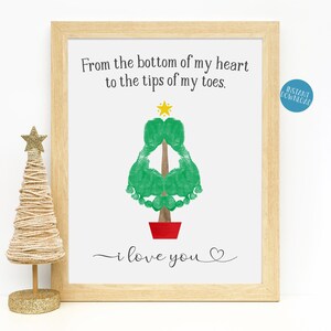 Christmas Footprint Art, Christmas Printable, Xmas Craft Keepsake Art, Handprint Art, DIY Kid Craft, Christmas Tree Craft Project