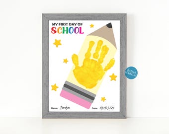 First Day of School Pencil Handprint Craft, Handprint Art School Memory Book, Back to school activity, 1st day of school teacher resources