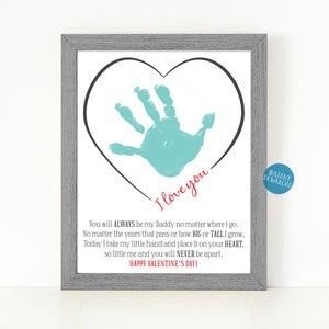 Valentinstag Geschenk für Papa, Geschenk von Kindern, Handabdruck Kunst für Kinder, Handabdruck Handwerk Valentinstag druckbare Karte, Fußabdruck Kunst