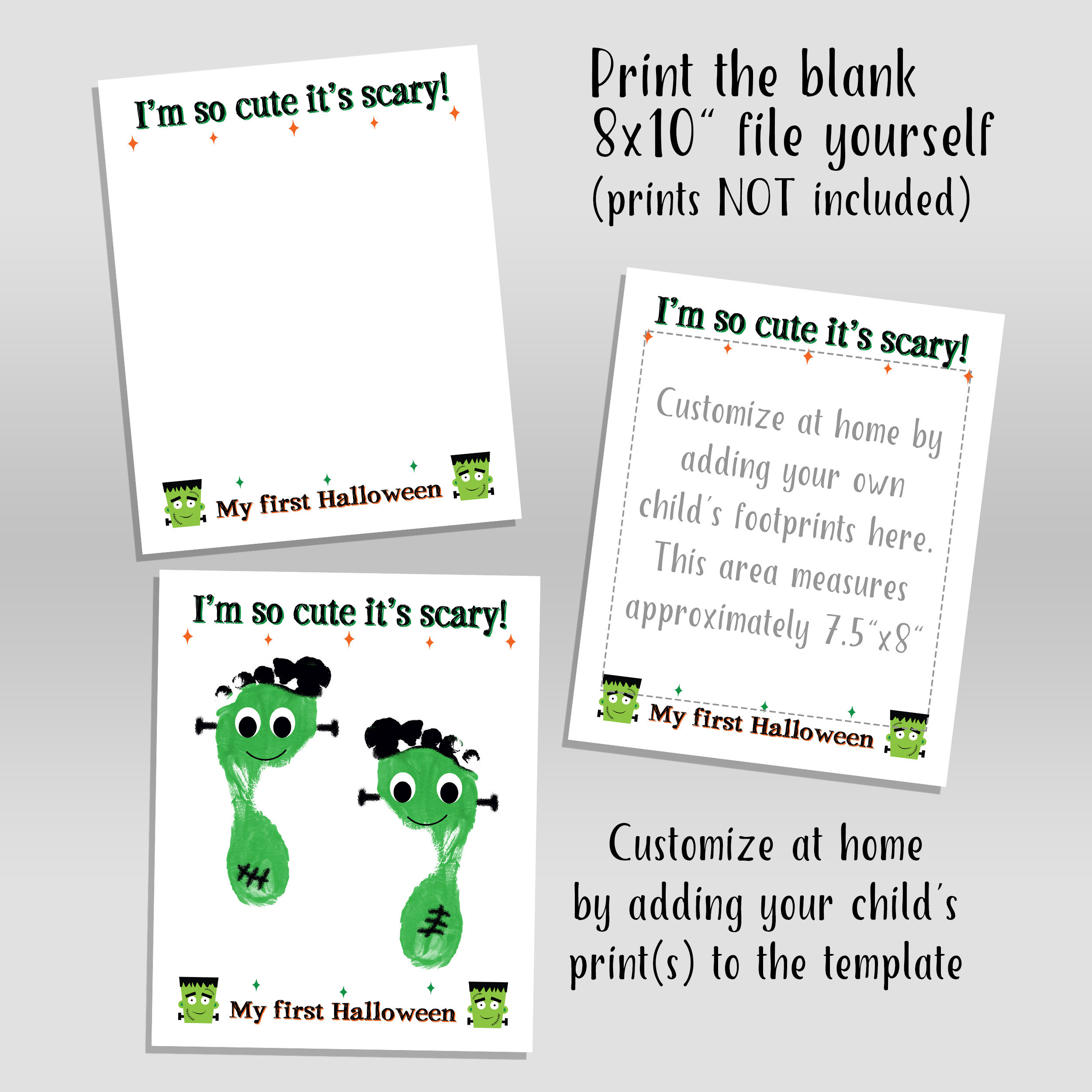 Halloween Handprint Art, My First Halloween Keepsake, Footprint…