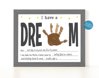 Martin Luther King Jr Day Activities for Kids, I have a Dream Toddler Handprint Art, MLK Day Classroom Activity Fill In, DIY Kid Craft Kit