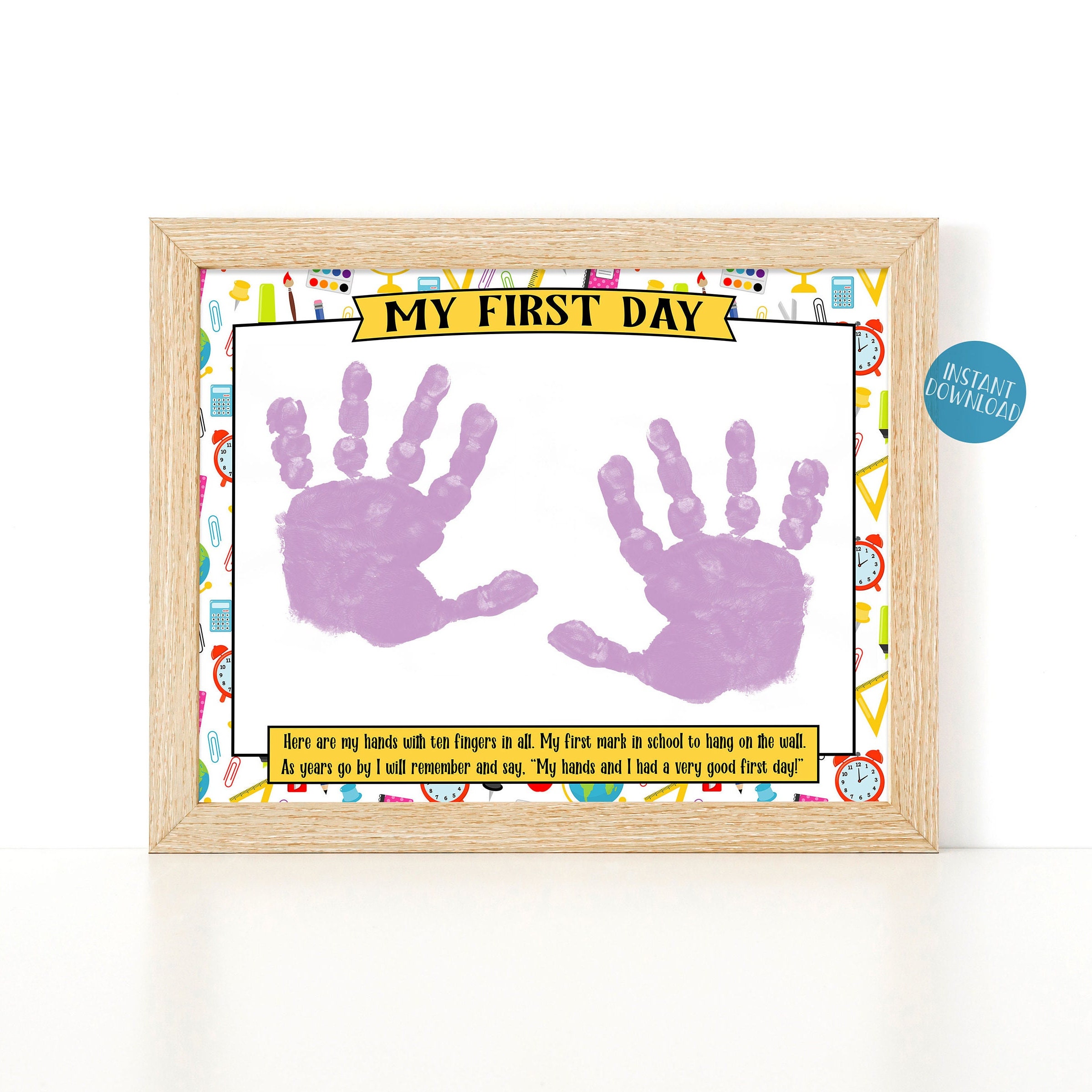 First day of school handprint art back to school printable etsy