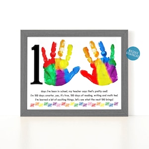 100 Days of School Activity Handprint Art for Kids, 100th Day Handprint craft, DIY Kid Crafts, 100 Days Smarter Classroom Art Project