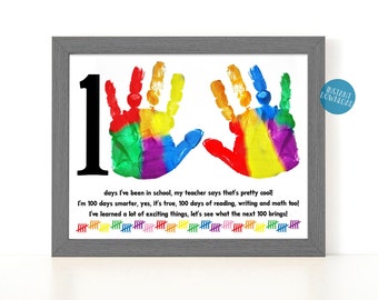 100 Days of School Activity Handprint Art for Kids, 100th Day Handprint craft, DIY Kid Crafts, 100 Days Smarter Classroom Art Project