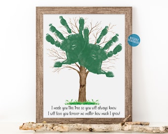 Gift from Daughter, Dad Gift, Mom Gift, Child Handprint Art, Printable Gift for Dad, Gift from Son, DIY Kid Craft, Handprint Tree Keepsake