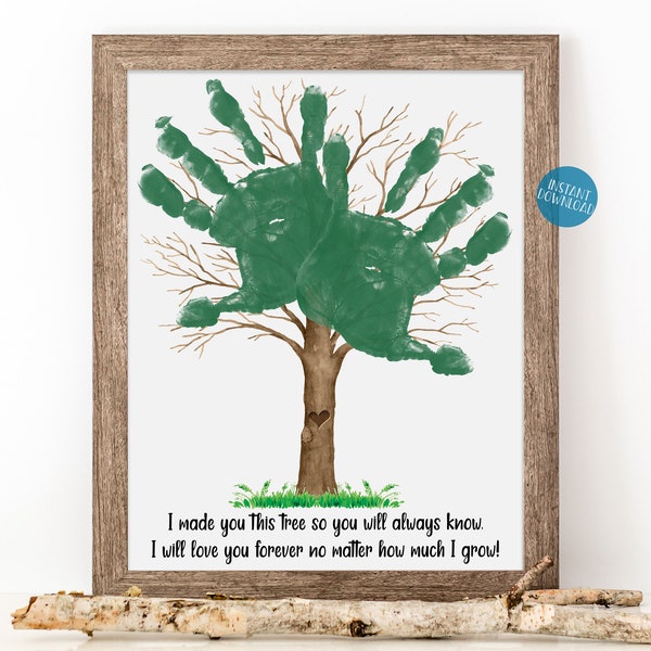 Gift from Daughter, Dad Gift, Mom Gift, Child Handprint Art, Printable Gift for Dad, Gift from Son, DIY Kid Craft, Handprint Tree Keepsake