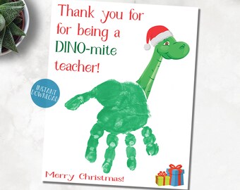 Christmas Gift for Teacher, Handprint Teacher Gifts, Handprint craft, DIY Kid Craft, Handprint Keepsake, Handprint Art