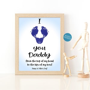 Erster Vatertagskarte, Geschenk für Papa von Tochter, Fußabdruck-Herz, Papa Geschenk, DIY Kid Craft, Baby Footprint Art, Geschenk vom Sohn