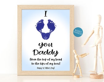 First Fathers Day Card, Gift for Dad From Daughter, Footprint Heart, Dad Gift, DIY Kid Craft, Baby Footprint Art, Gift from Son