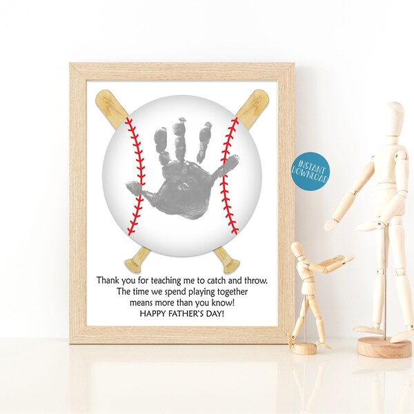 Father's Day Gift, Handprint Art Project for Kids, Baseball Dad Gift, Gift from Son, Handprint Keepsake, DIY Kids Craft, Fathers Day card