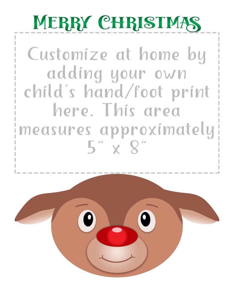 Handprint Christmas Craft Reindeer Art Printable Template | Etsy Reindeer Handprint Ornament