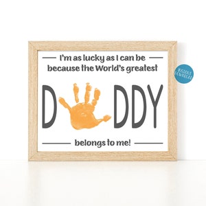 Gift for Dad From Child, Handprint Art, Birthday Gift, Dad Gift, DIY Kid Craft, Toddler Handprint Art, Gift from Daughter, Father&#39;s Day gift