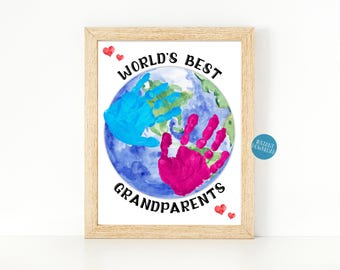 Grandparents Gift, Worlds Best Grandparents Handprint Art Craft for Kids, Grandparents Day Handprint Craft, Valentine's Day, Christmas Card