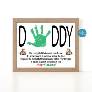 Weihnachten Handabdruck Kunst für Papa, Handabdruck Basteln für Kleinkinder, druckbares DIY Kit für Kinder, Weihnachtskarten Basteln für Kinder, Gedicht für Papa