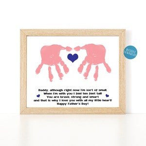 Father&#39;s Day gift from Son, Fathers Day gift from Daughter, Handprint Art, DIY Kid Craft, Fathers Day Poem, Toddler Handprint Keepsake Craft