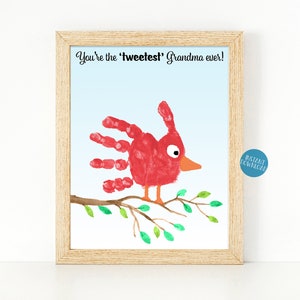 Regalo para abuela con huella de mano, regalo para el Día de la Madre, regalo de cumpleaños para abuela, artesanía con huella de pájaro, recuerdo de huella de mano, tarjeta de San Valentín