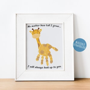 Baby Handprint Art, Gift for Mom, Gift for Dad, Handprint Keepsake, DIY kid craft, No Matter how tall I grow