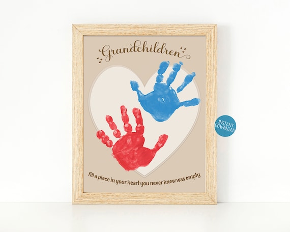 Handprint Art Grandparents Gift, Grandparents Day Craft, Footprint Art  Project for Kids, DIY Kid Craft, Gift From Grandkids, Christmas Card 