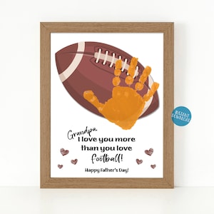 Art d'empreinte de main de football pour la fête des pères, cadeau de football de grand-père, artisanat d'empreinte de main cadeau de grand-père, carte de sport pour la fête des pères, carte d'anniversaire de grand-père