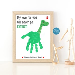 Fathers Day Gift, Handprint Art Gift for Dad, Dinosaur Handprint Craft, Gift from Daughter, Baby Handprint Keepsake, DIY Kid Craft