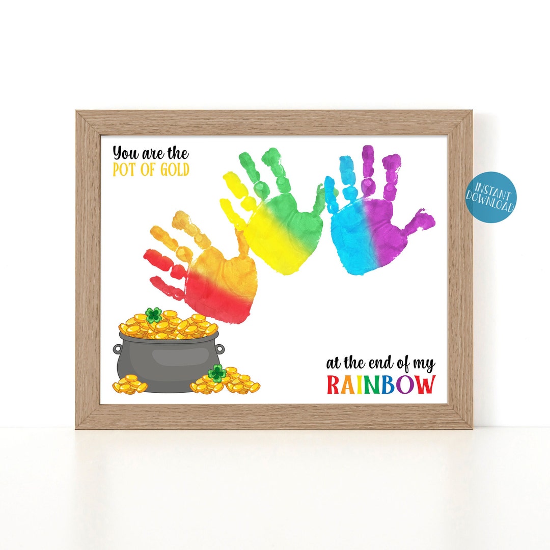 St Patrick's Day Handprint Art, Pot of Gold Rainbow Footprint Craft ...