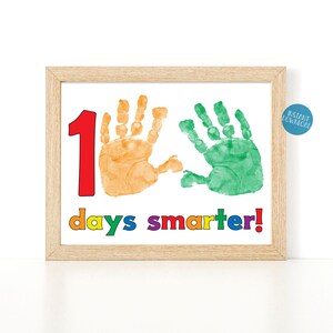 100 Days of School Classroom Activity Handprint Art for Kids, 100th Day Handprint keepsake, DIY Kid Crafts, 100 Days Smarter Class Project