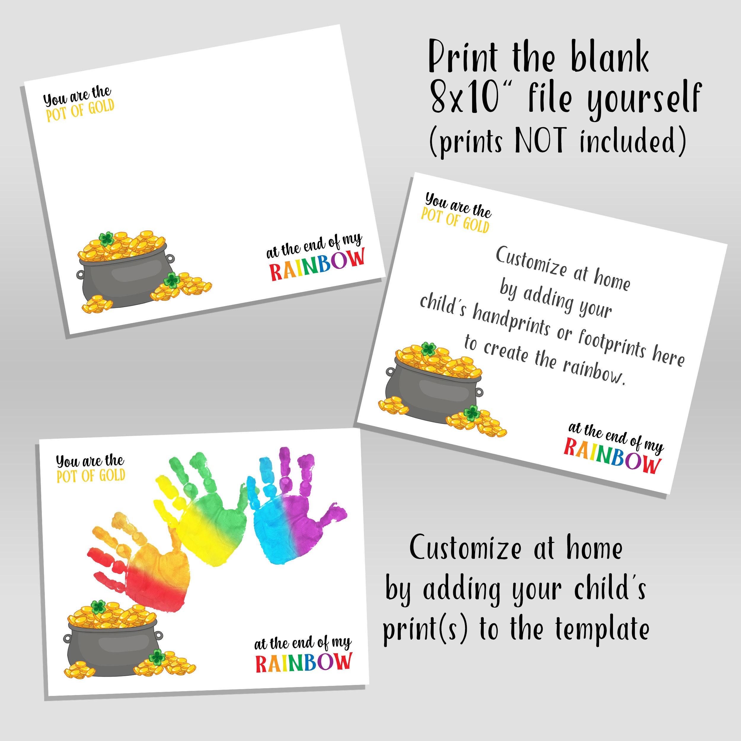 St Patrick's Day Handprint Art, Pot of Gold Rainbow Footprint Craft ...