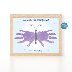Handprint Template Gift for Mom from Kids, DIY Mother&#39;s Day Gift, Handprint Art Gift from Kids, Handprint Butterfly Keepsake, DIY Kid Craft