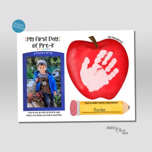 First Day of PreK Interview, 1st Day of School Memories Scrapbook Page, Printable Back to School Classroom Activity, Handprint Art Keepsake