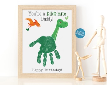 Birthday Gift for Dad, Handprint Art, Dinosaur Handprint Craft, Gift for Husband, Gift from Kids, Dad Gift, Handprint Keepsake