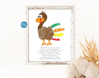 Turkey Handprint Art, DIY Kid Craft, Handprint Keepsake Memory, Fall Handprint Art, Thanksgiving Printable, Thanksgiving Craft for Kids