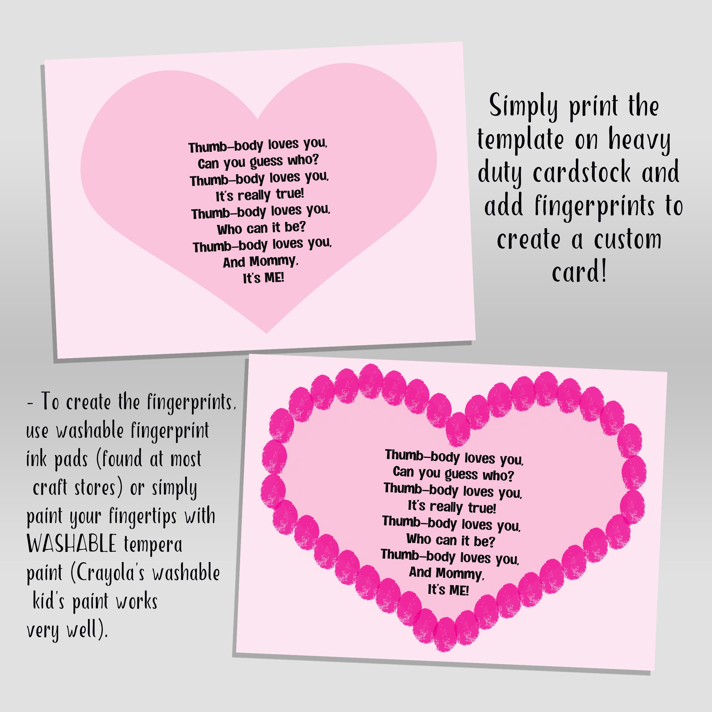 Printable Card for Mom Toddler Craft Fingerprint Art DIY - Etsy